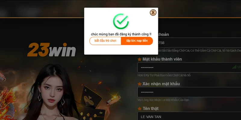 23WIN ⚜️ Link Trang Chủ 23win.com #1 Châu Á | Đăng ký +233K 48 Tạo tài khoản thành công 23WIN